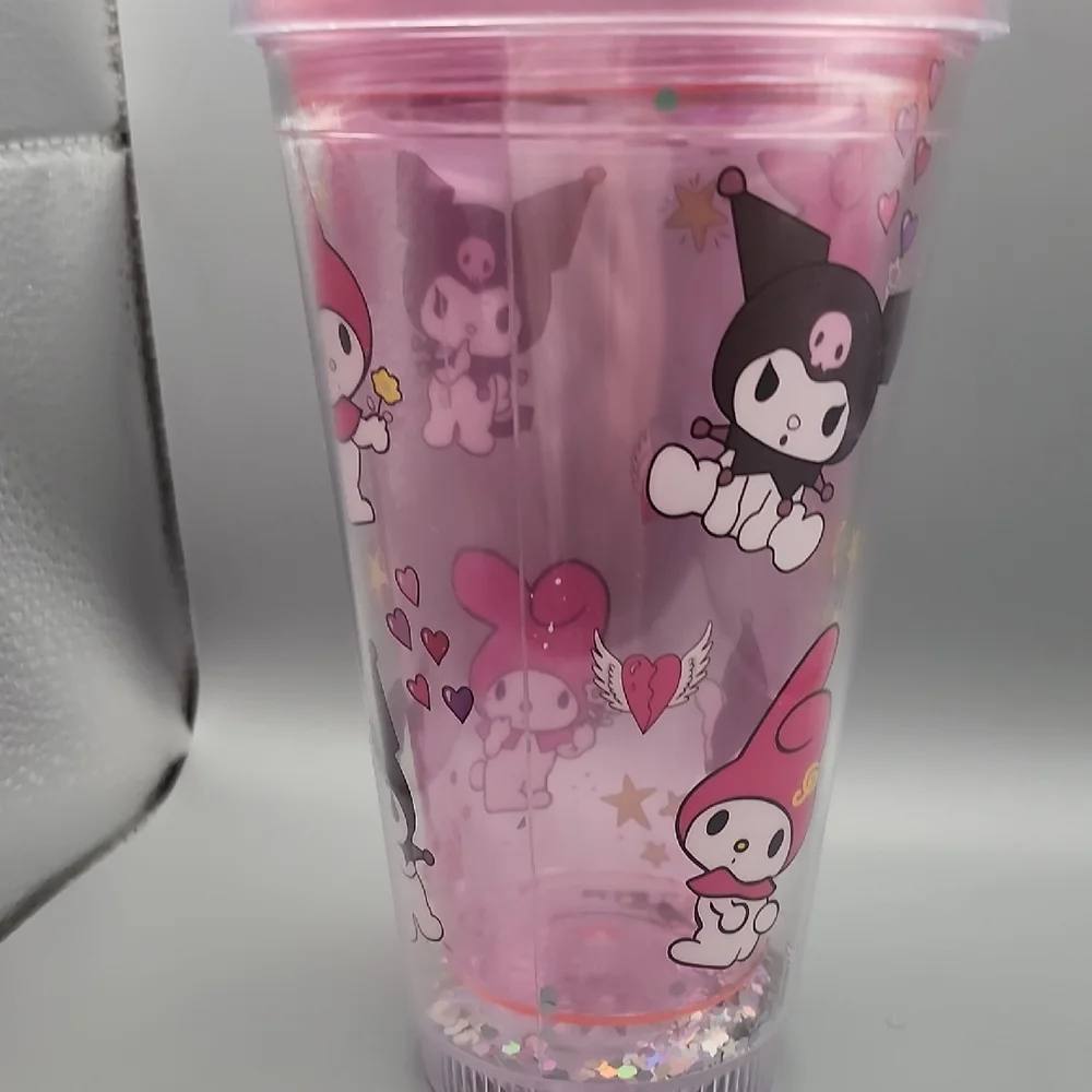 Cute Character Pink Tumbler With Straw.